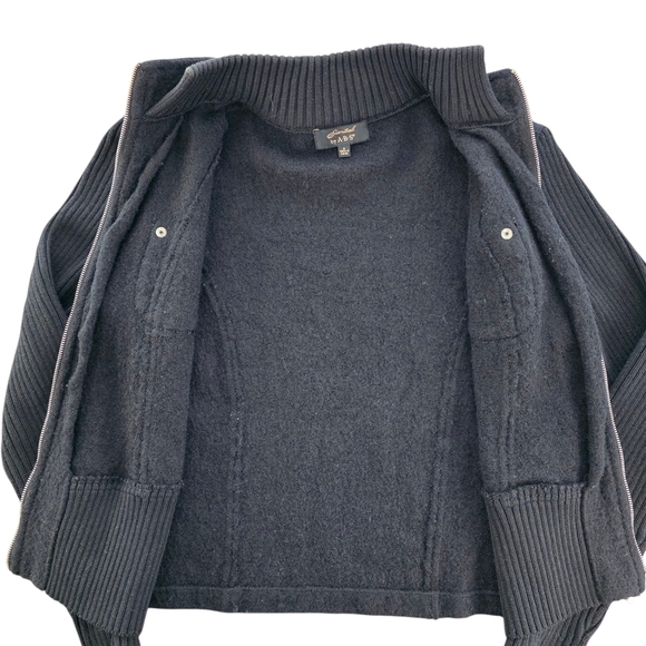 Essentials by A.B.S. Black Zip Front Wool Blend Jacket | Size Small - Picture 3 of 6